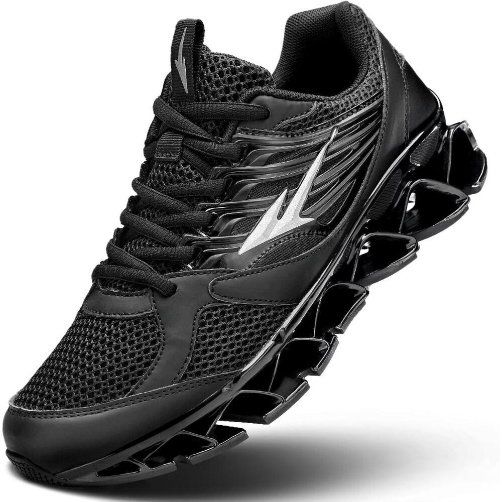 Men's Running Shoes Mesh Runners Fashion Sport Blade Walking Sneakers All Black